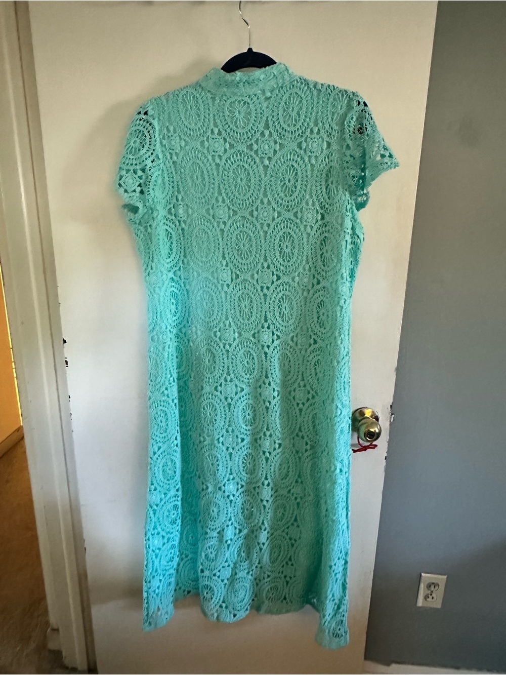 BNWT Sail to Sable Mint Crochet Lace Short Sleeve Midi Dress - Picture 7 of 9